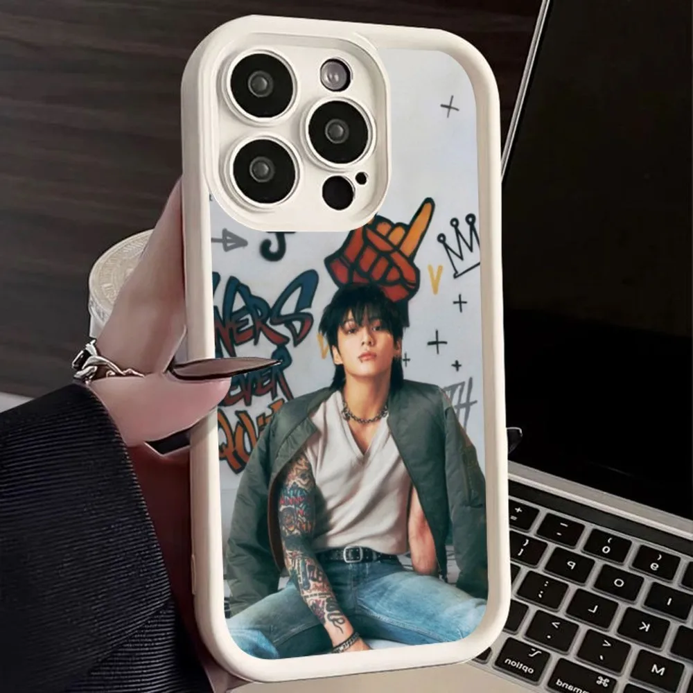 J-JungkookS Golden Cool Singer Phone Case Leather Comfortable Feel And Good Quality For 14 15 16 Promax 12 Phone Case IPhone 13