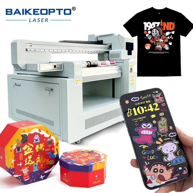 

BK-9060 LED UV Flatbed Printer 90*60cm For Plastic Stone Aluminum Wood Glass Rigid Bottle Printing Leather Wallpaper Acrylic