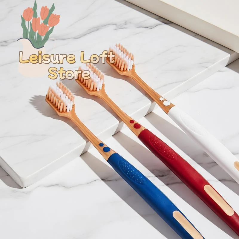 6pcs Wide Head Soft Bristled Toothbrushes Deep Cleans Between Teeth Non-Slip Handle Oral Care for Adult Men Women Home Use