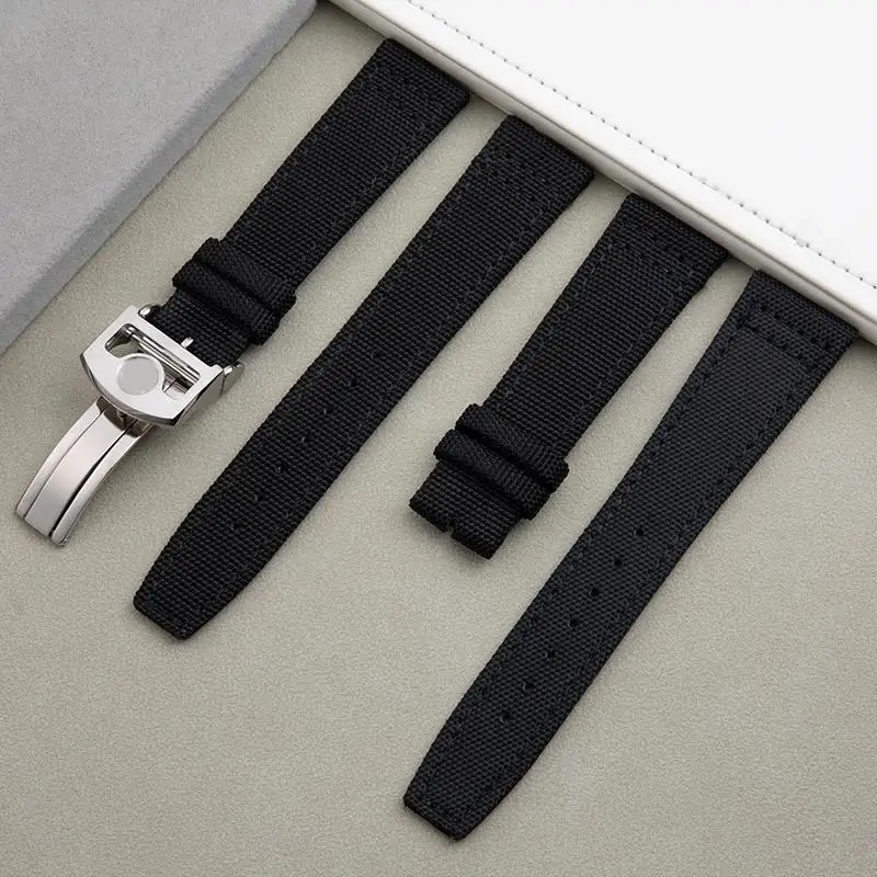 

EIDKGD 20mm 21mm 22mm Black Fabric Nylon Leather Watchband For IWC Strap PORTOFINO PILOT'S WATCHES Mark 18 Men's Accessories