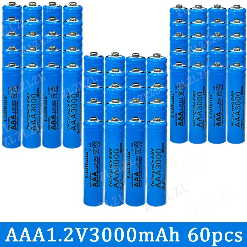 2-120PCS High Quality 1.2V AAA 3000mAh Nickel Hydrogen Battery Alkaline 1.2V Clock Toy Camera Battery Rechargeable Battery