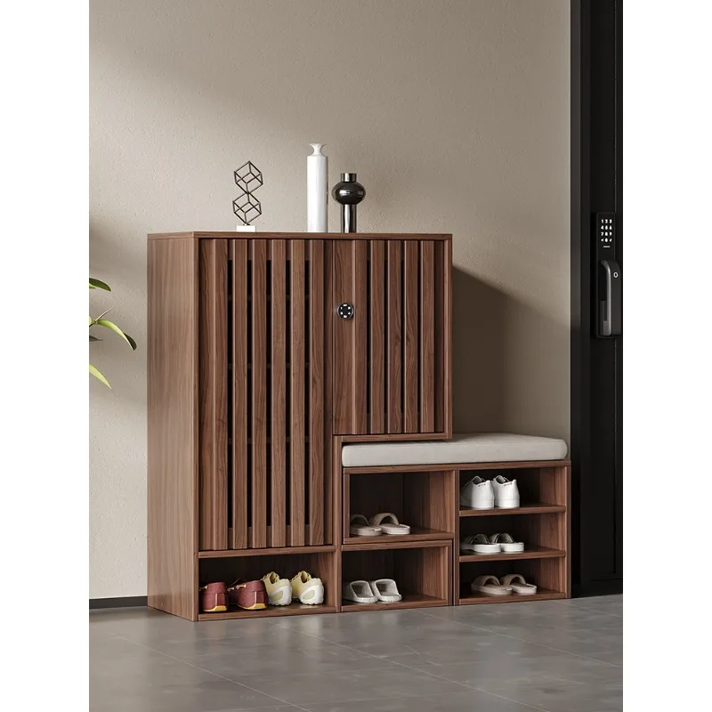 

Shoe cabinet for shoe stool integrated home door Chinese solid wood entrance cabinet password lock door corridor