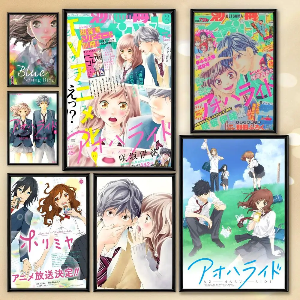 Spring Poster HD Anime Hot Ride Theme Blue Singer/OST/Movie-Waterproof Self-Stick Home Anime Cartoon Decor
