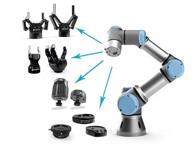 Collaborative Robot UR 10e With SCHUNK 1901RS1000 Robotic Gripper Cobot Robot As Handling Automatic Assembly Line