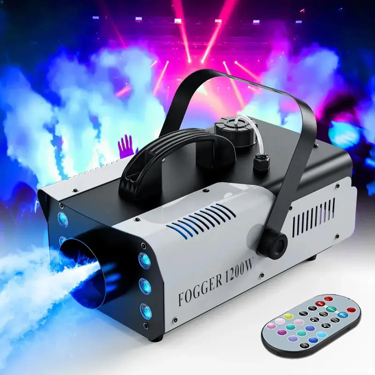 1200W Fog Machine LED RGB Remote Control DJ DMX512 Smoke Machine Stage Effect Fogger for Party Nightclub Event Disco Wedding