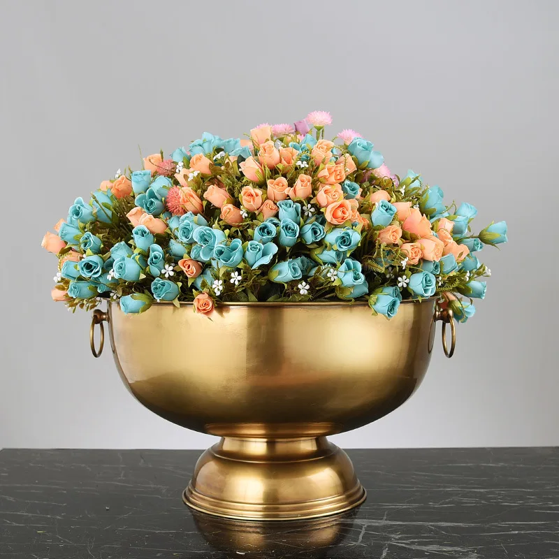 European creative brass red wine bucket dry ice bucket light luxury household champagne chilled bucket copper ice