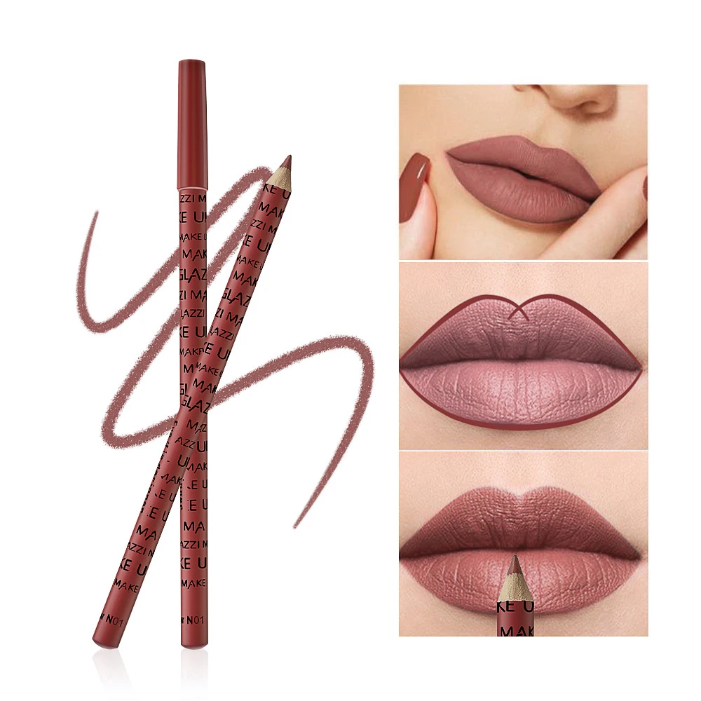 Dunne Lip Liner Langdurige Make-Up Non Stick Cup 12 Kleuren Water Proof Hydrateren Make-Up Lippenstift Cosmetica Glad En Delicaat