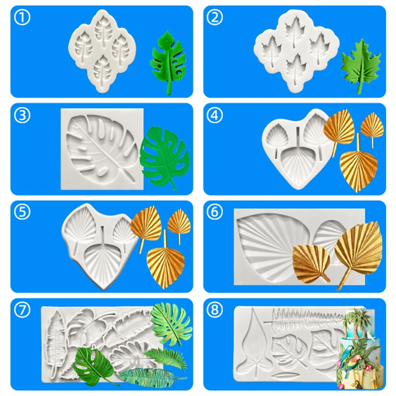 Turtle back leaf leaf set series fondant silicone mold personality creative fan leaf cake decoration DIY chocolate candy mold