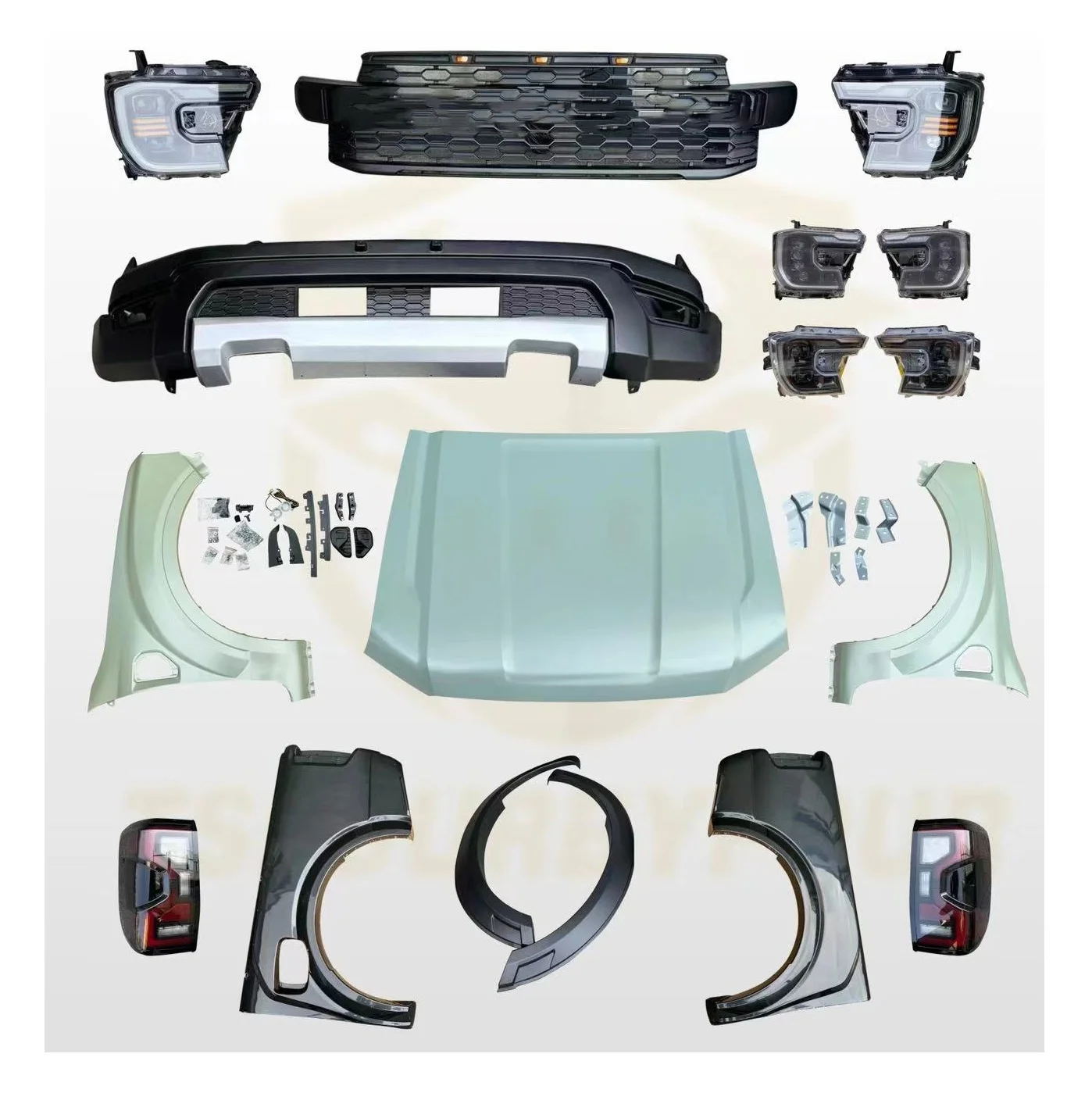 Modified Pickup Exterior Accessories Car Bumper Retrofit Body Kit for Ranger T6 T7 T8 2012-2021 Upgrade to Raptor 2022+