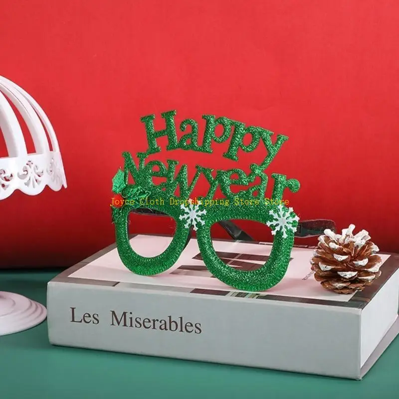 

Happy New Year Glasses Christmas Cloth Glasses Photo Props for Teens Adult 10CD