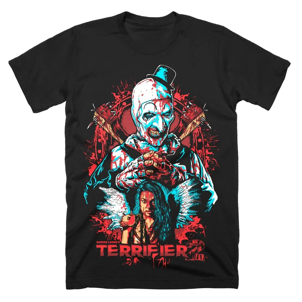 Terrifier T-shirt Horror Movie Halloween Merch Black Tee Women Men Crewneck Short Sleeve Streetwear 3D Clothes Polyester Fibre