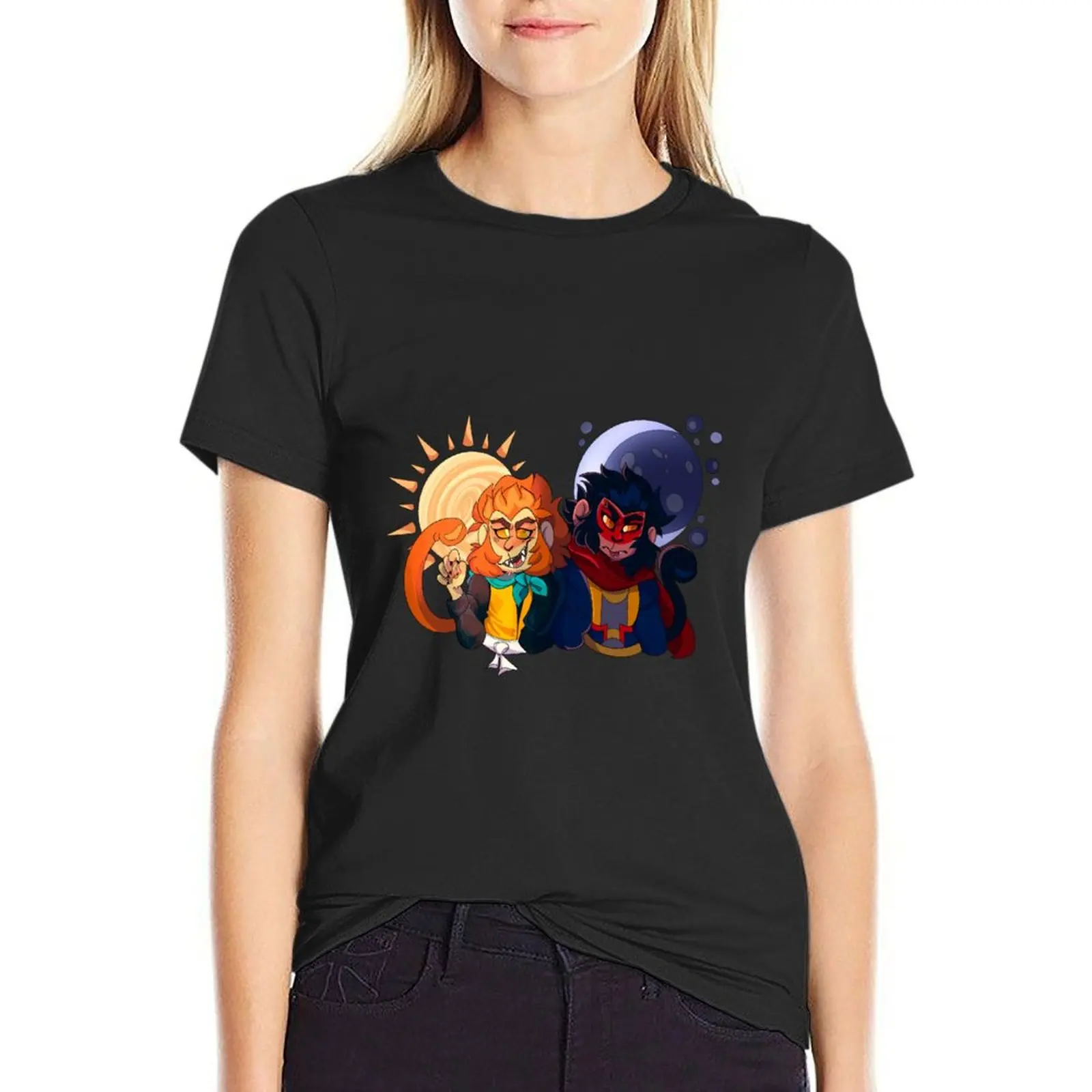 

Sun Wukong and Moon Macaque T-shirt cute clothes Female clothing Top Women