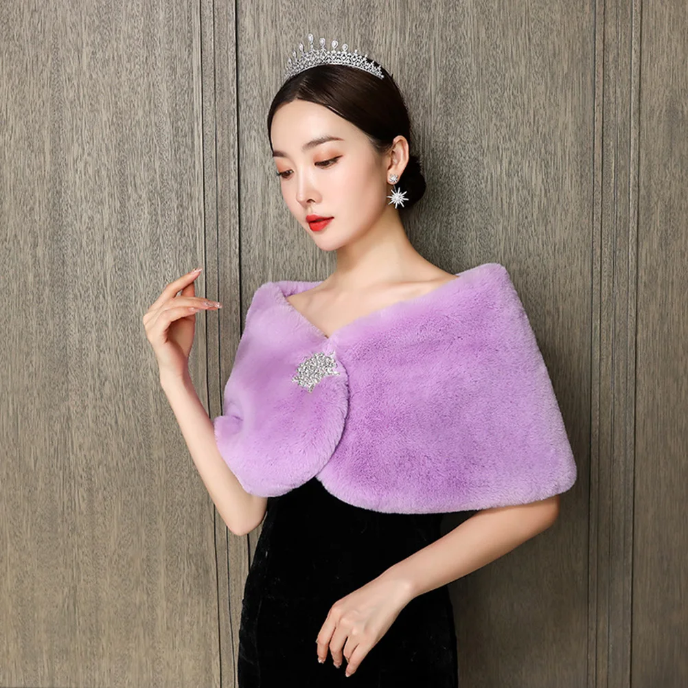 

Wedding Dress Shawl Winter Girl Warm Scarf for Bride Scarves Rabbit Ball Women