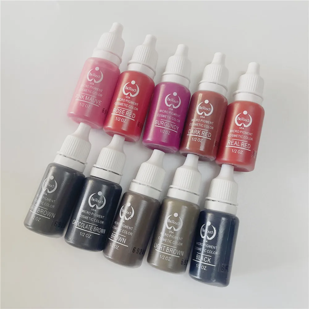 5  Colors Permanent Makeup Eyebrow Ink Lips Eye Line Tattoo Ink Set Microblading Pigment for Body Beauty Tattoo Art
