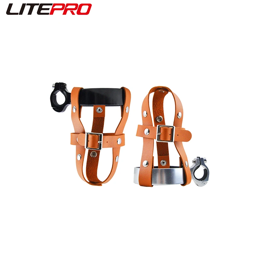 LP Litepro Mountain Bike Water Cup Holder Folding Bicycle Leather Bottle Cage Anti Shaking Retro Aluminum Alloy Bracket