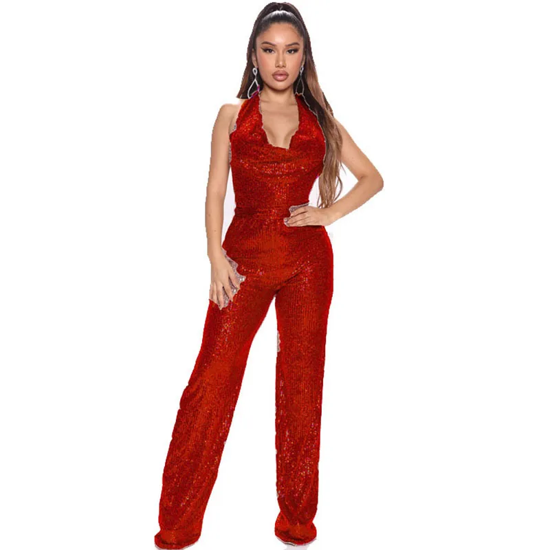 مثير بريق الترتر بذلة المرأة أنيقة الرسن عارية الذراعين ملهى ليلي حزب حللا قطعة واحدة وزرة عيد ميلاد وتتسابق Catsuit