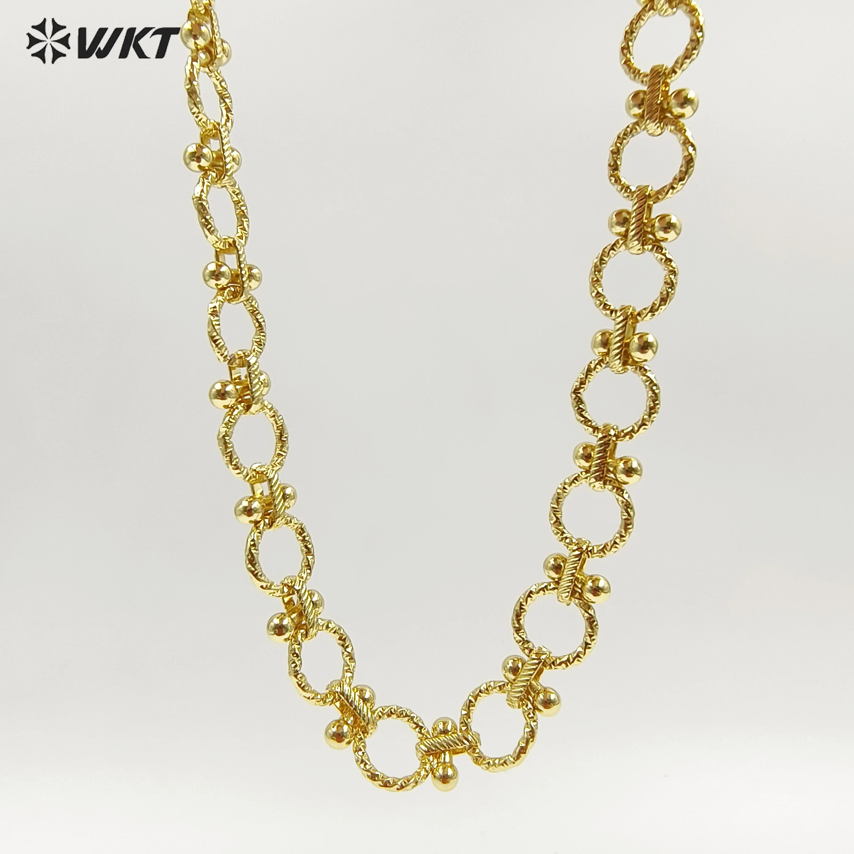 WT-BC240 Exquisite Beautiful Design Round Shape Gold Plated Chain Necklace Jewelry Making Finding Lovely Style Wholesale
