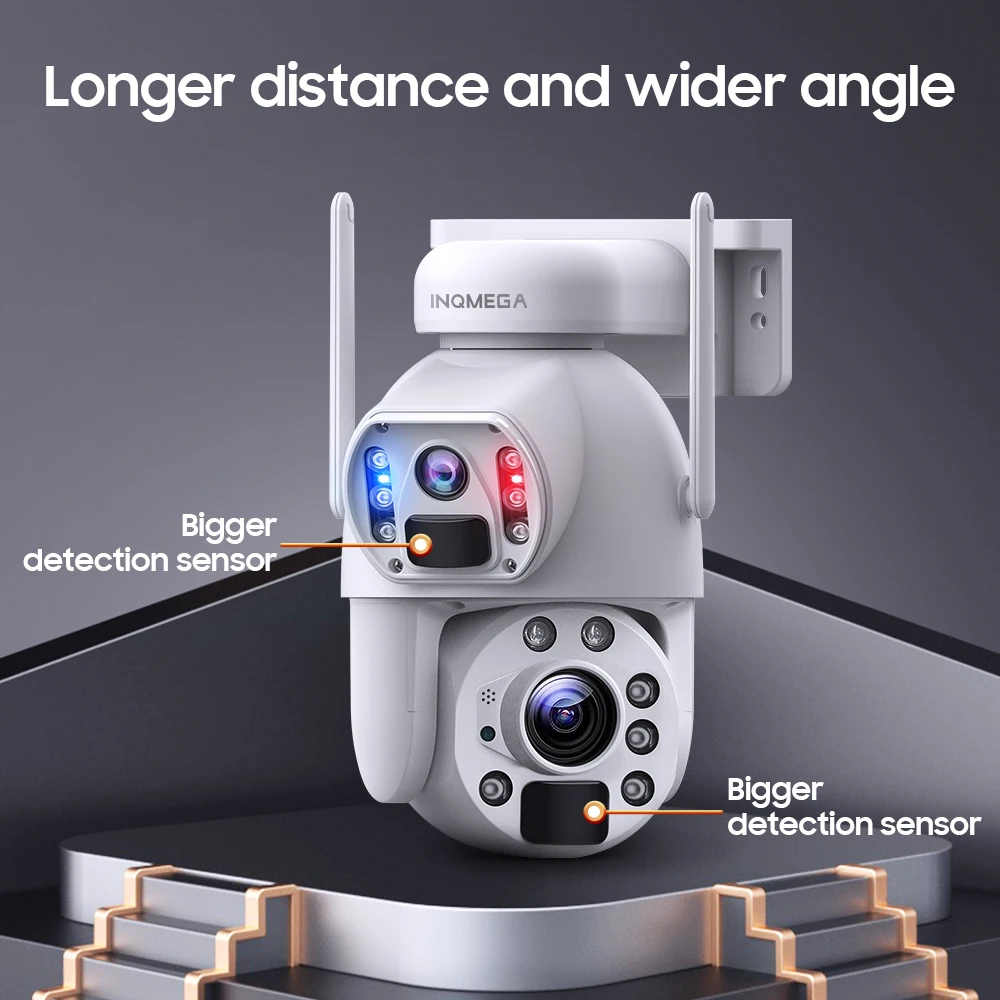 INQMEGA 36X ZOOM 4G LTE Solar Security Camera Dual-Lens 6MP 3K WiFi Solar Battery Cameras Outdoor Siren Alarm Color Night Vision