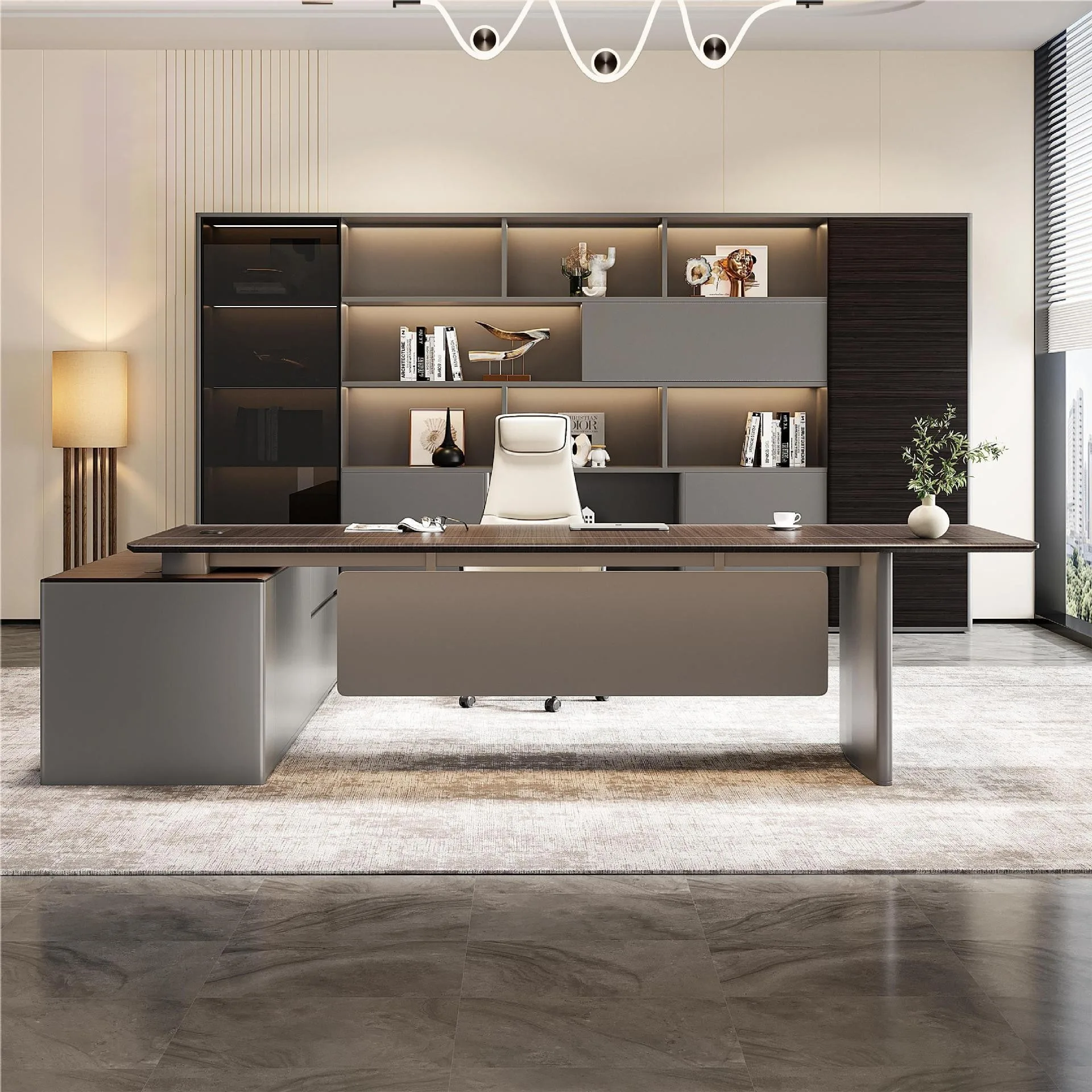 Light luxury boss , office table and chair combination, high-end household computer, study desk, Italian minimalist
