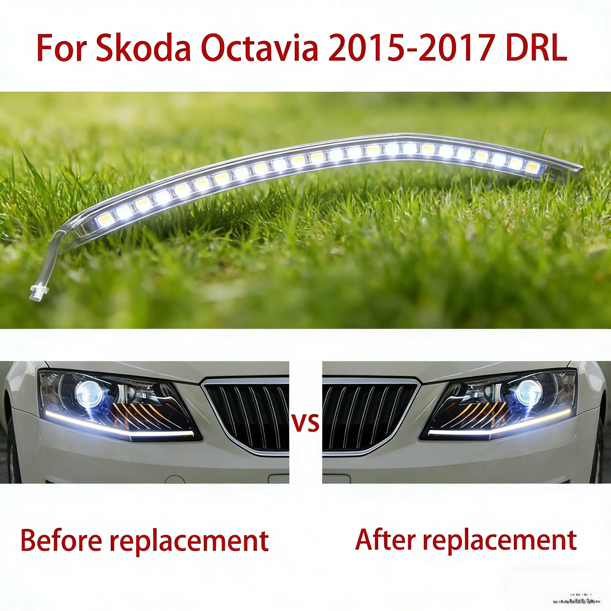 

Car headlight DRL Light Guide Light Guide Tube Headlight Daytime Running Light Guide Angel Eye For Skoda Octavia 2015-2017