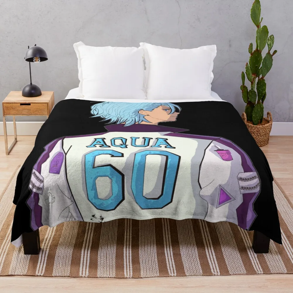 Blue Haired Anime Character Cool Stylish Anime Art Design Throw Blanket for winter For Sofa Thin Decoratives Blankets