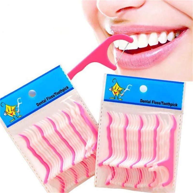 1pack Disposable Dental Flosser Interdental Brush Teeth Stick Toothpicks Floss Pick Oral Gum Teeth Cleaning Care