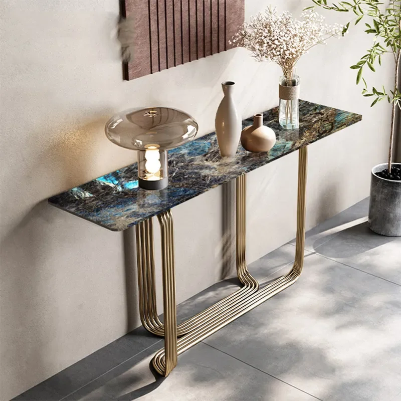 for Blue Jadeite Entrance Table Guangxi White Stone Console Against Wall Entry Strip Natural Processing for Large Apartment