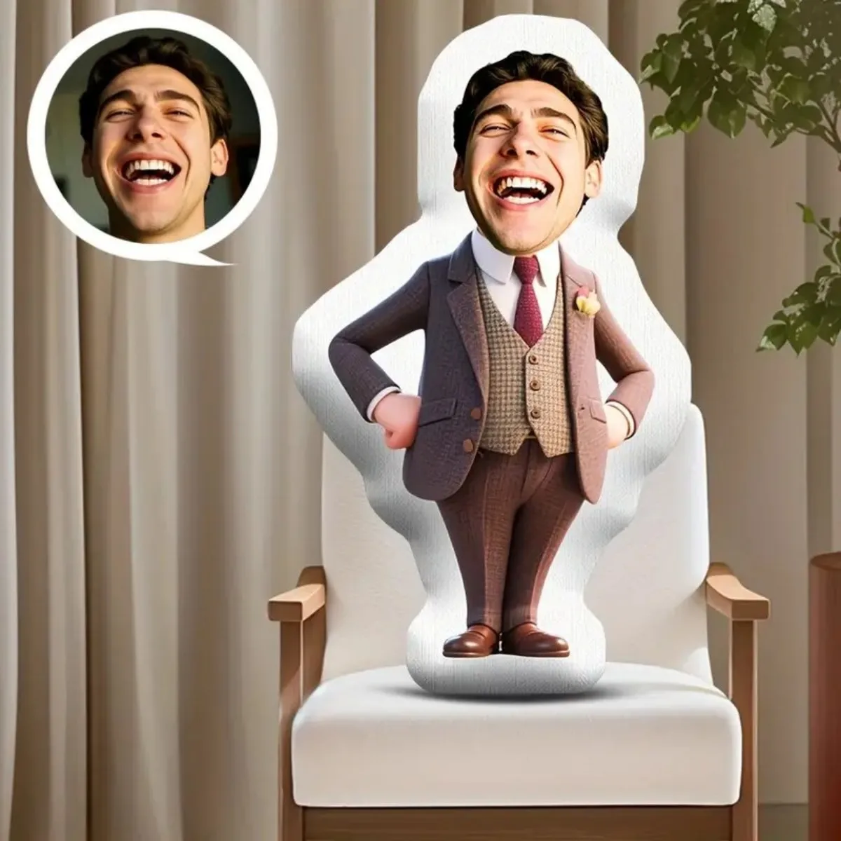 وسادة قطيفة منزلية مخصصة للصور - هدية مخصصة على شكل وجه مع صورتك، هدية لصديقك #2