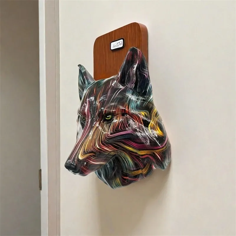 Vintage Style Resin Animal Wall Decor Creative Lion Wolf Leopard Head Sculpture Art Craft Home Decorations Hanging Ornament