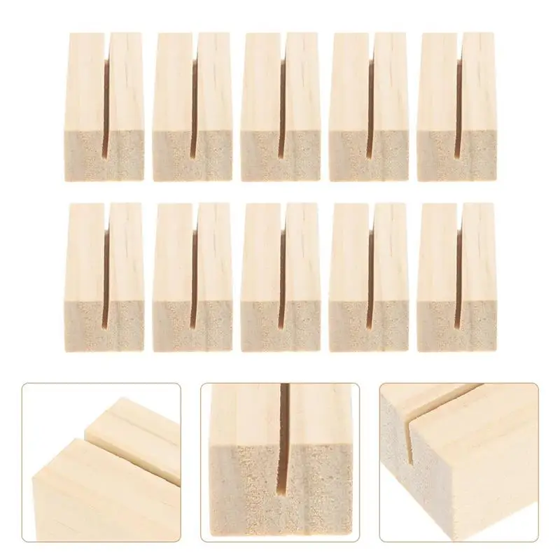 10Pcs Wooden Shaped Photo Stand Picture Business Card Holder Handmade Memo Clips Desktop Message Craft Photo Frame
