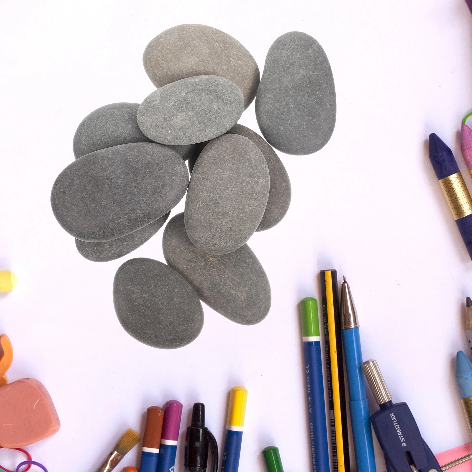 10 قطعة الحجارة اللوحة الإبداعية السلس مصقول روك الفن الطفل مرسومة باليد الحرفية الديكور 5 7 سنتيمتر اللون الأسود سهلة فهم