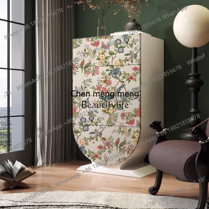 Art retro solid wood four-chest cabinet dining side cabinet living room homestay bedroom integrated storage cabinet