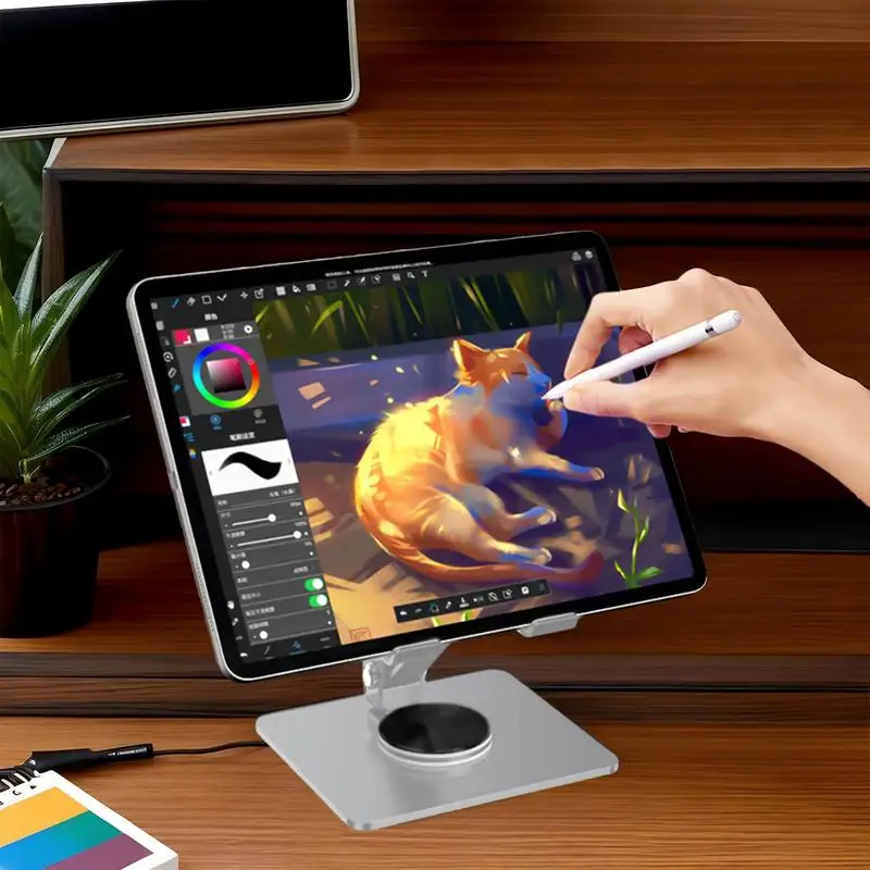 Table Stand Adjustable Tablet Holder Desktop Stand Dock Holder 360 Degree Rotating Portable Monitor Stand Non-Slip Foldable