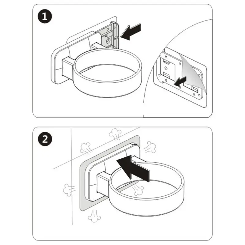 Punch-free Self-adhesive Hairdryer Storage Rack Wall Mounted Round Hole Hair Dryer Holder Shelf for Home Bathroom