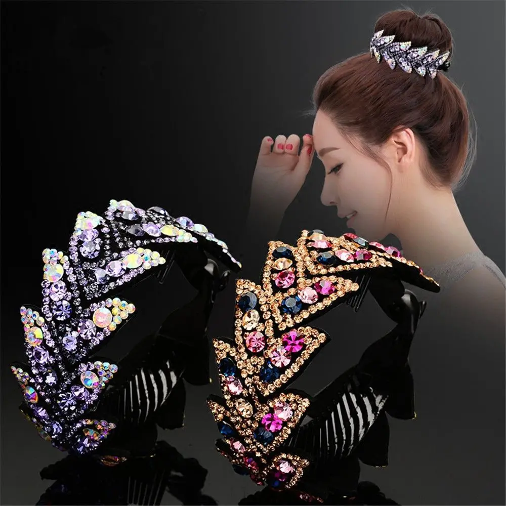 New Rhinestone Flower Hair Claws Women Crystal Bird Nest Twist Clip Hairpin Elegant Headwear Bun Maker Hair Styling Accessories