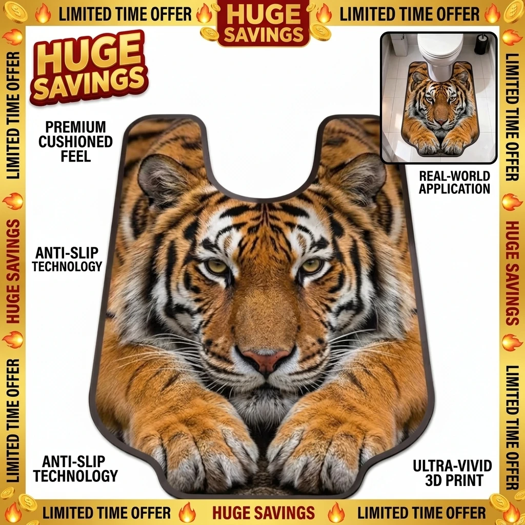  40×50CM Lifelike Animal Toilet Floor Mat Non-slip Diatomaceous Earth Toilet Rug Washable Water-absorbing Earth Toilet Mat
