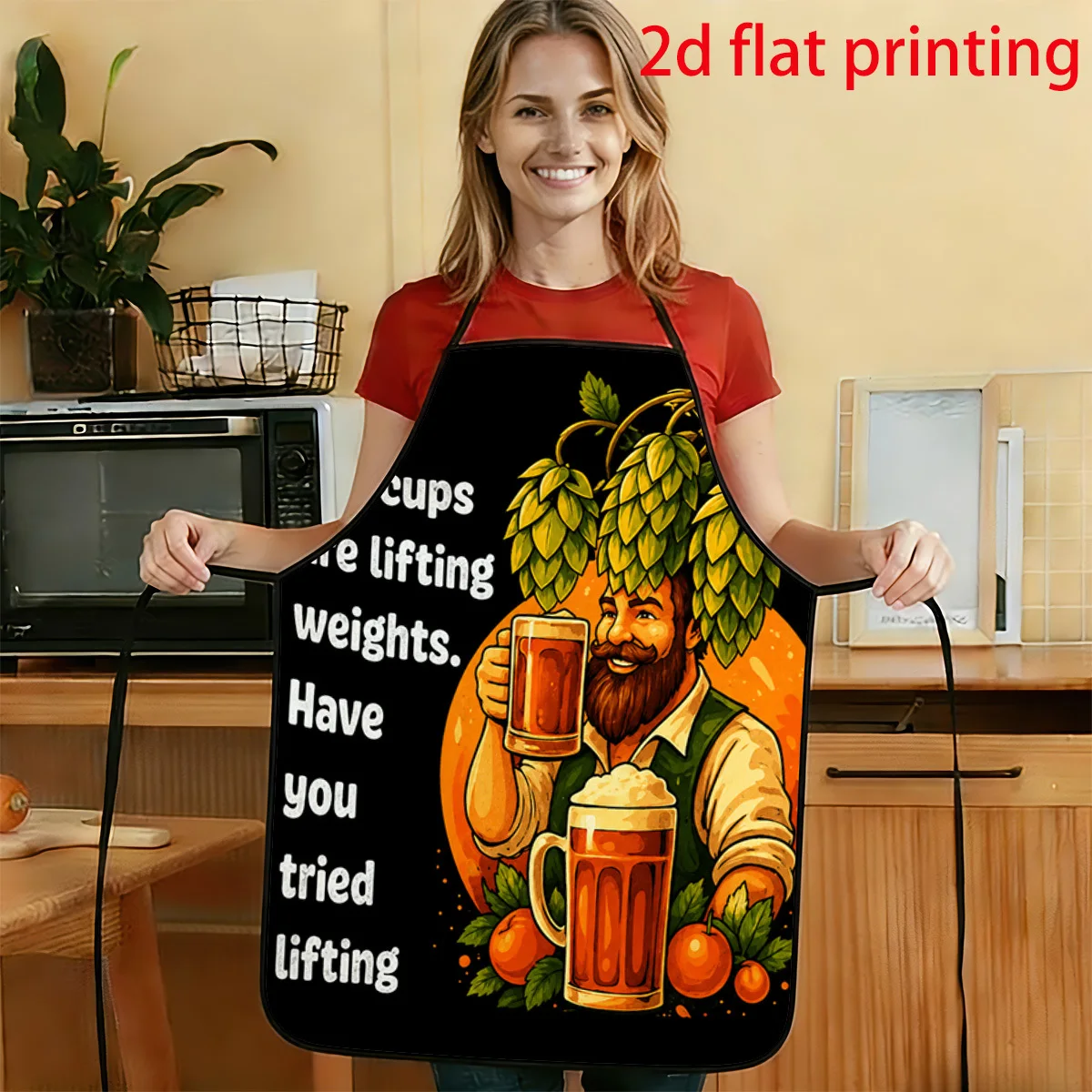 1pc 2D Flat Vintage Poster-Style Apron With English Slogan 