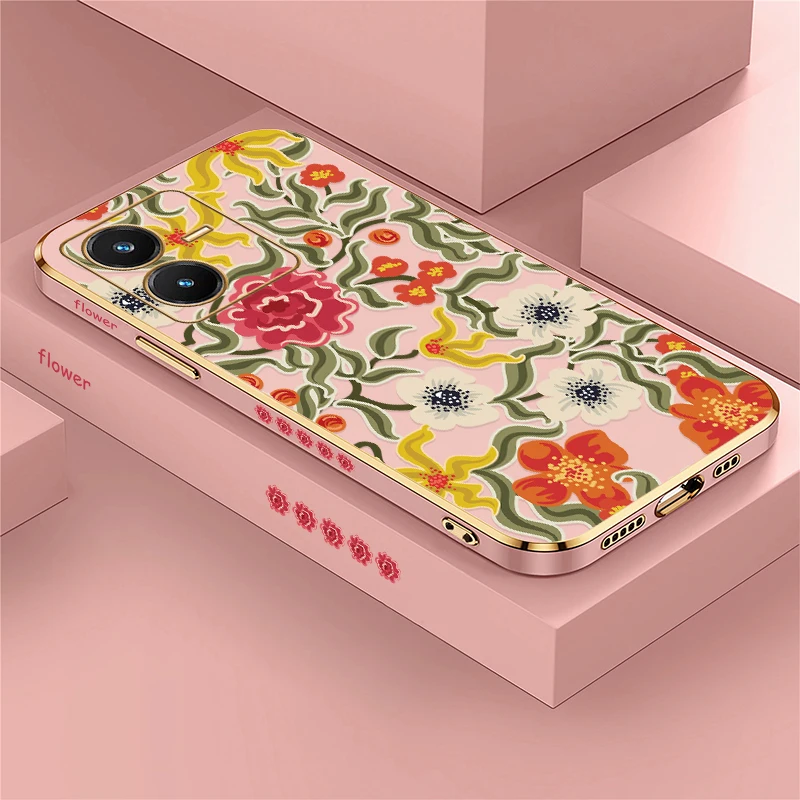 

Чехол для телефона с цветочным узором для Vivo Y18 Y17S Y16 Y21 Y21E Y21S Y21A Y20i Y20A Y20G Y20 2021, противоударный чехол из ТПУ с покрытием