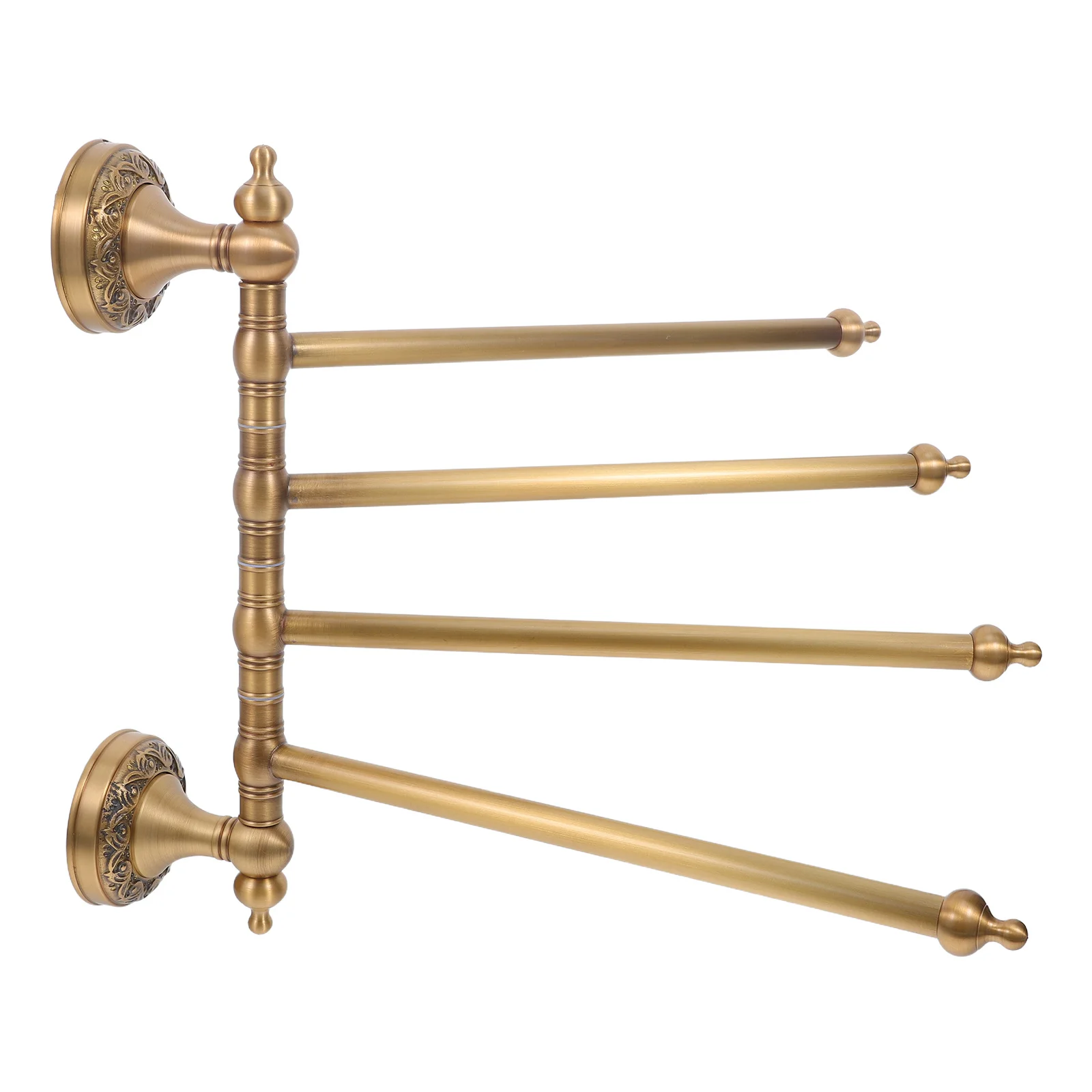 

Rotatable Wall Mount Shelf 4-Tier Retro Copper Bathroom Towel Holder Durable Towel Bar Storage Rack Bathroom Organizer