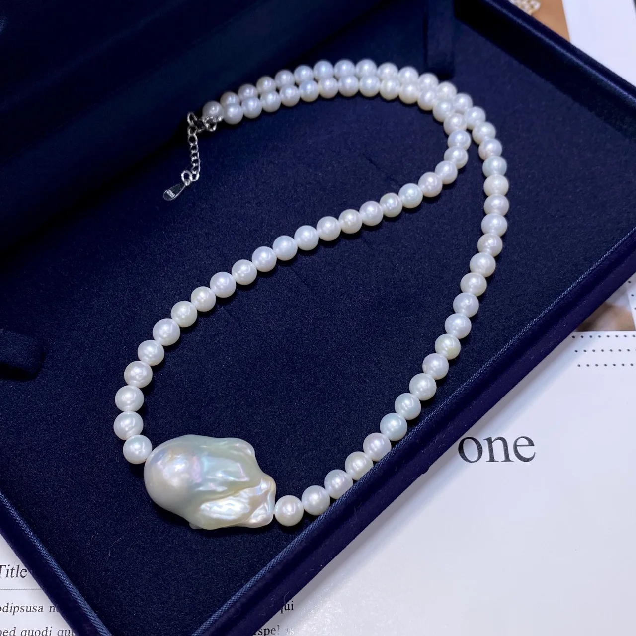 

New necklace AAA 8-9+15-20mm natural South Sea Baroque pearl necklace 925s-16 "18" 20 "22 inch