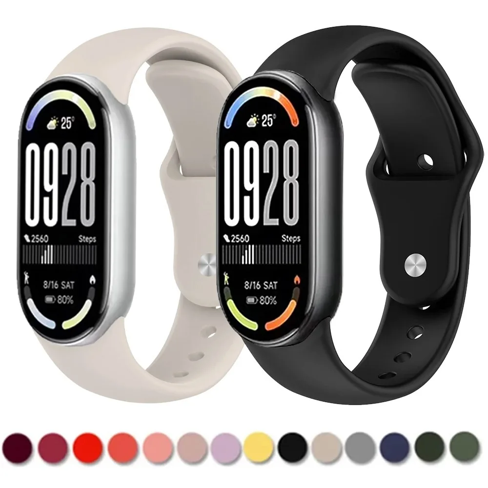 Silikonarmband für Xiaomi Band 10/9/8 Smartwatch, bequemes, atmungsaktives Armband, austauschbar für Miband 8/9/10 Zubehörgürtel