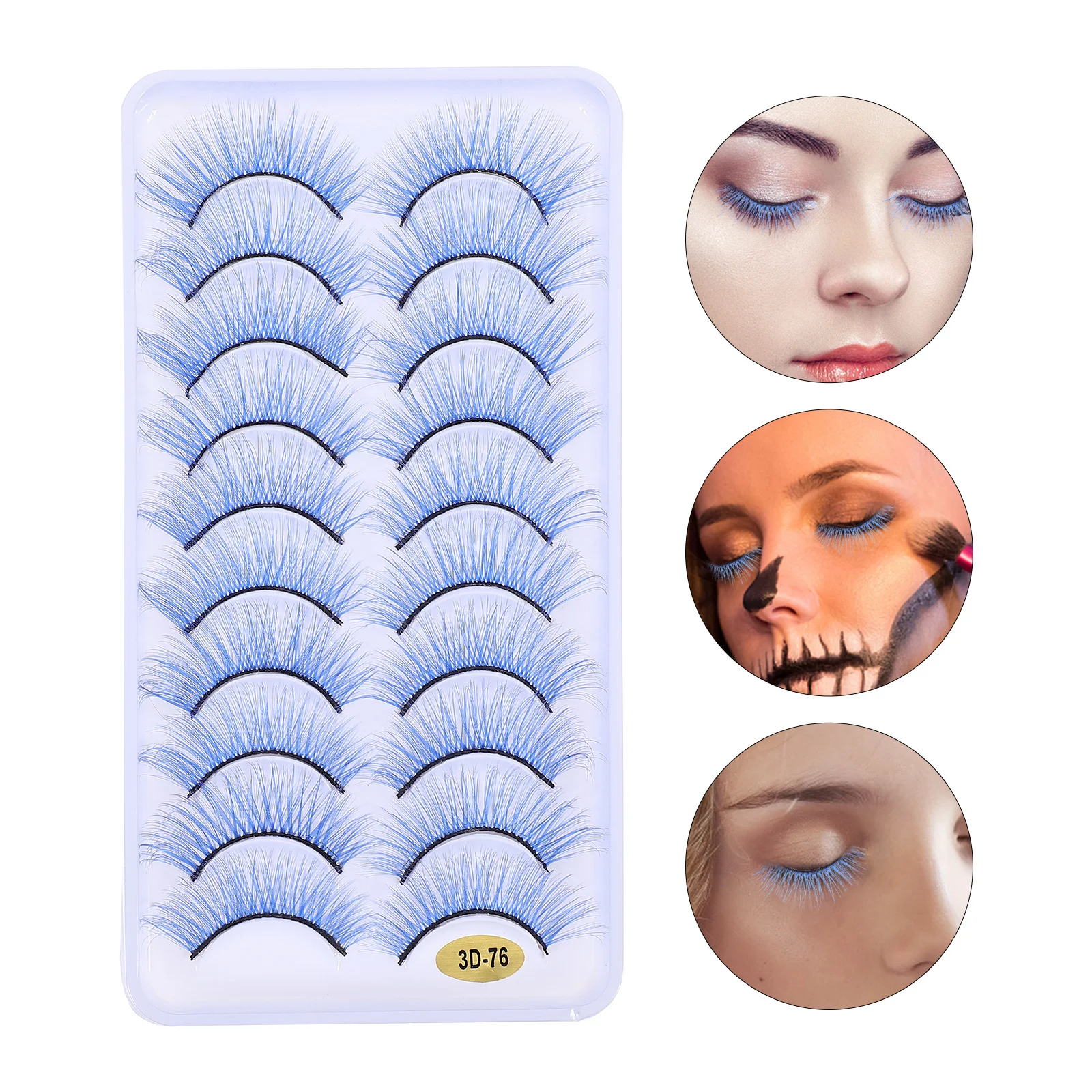 

10Pairs Realistic False Eyelashes Halloween Fashion Makeup Lashes Women's Natural Look Comfortable All Day Wear Easy Clean