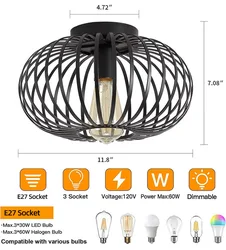 American Style Ceiling Light, Living Room Balcony  Dining Room, Lantern, Iron Art Ceiling Light, Household Lighting Fixtures