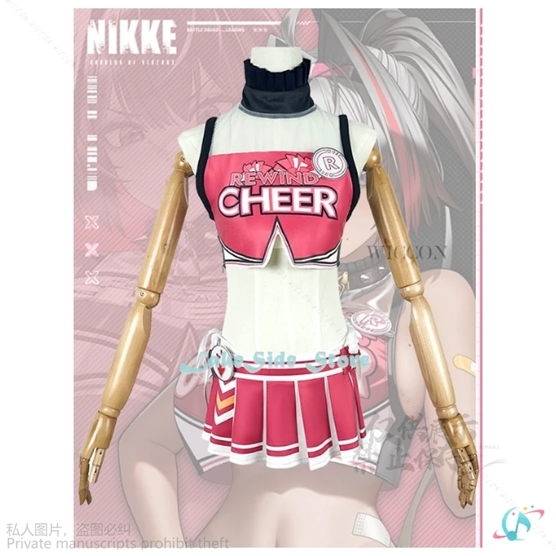 Game NIKKE The Goddess Of Victory Cosplay Biy Costume Womens Cheerleader Cos Set Back Crop Top With Mini Pleated Skirt School