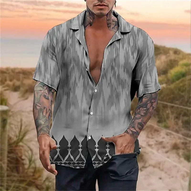 Nieuw Heren Hawaiiaans Shirt Bloemenblad Afbeelding 3d Print Lichtgeel Vest Met Korte Mouwen Tropisch Strand 3dt Shirt XS-5XL