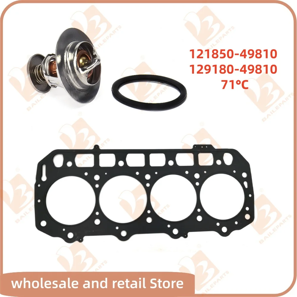 Junta de Culata con Termostato para Yanmar 4TNE98 4D98E 121850-49810 129180-49810 71 ° Kit de Reparación y Reconstrucción de Motor, Piezas de Motor