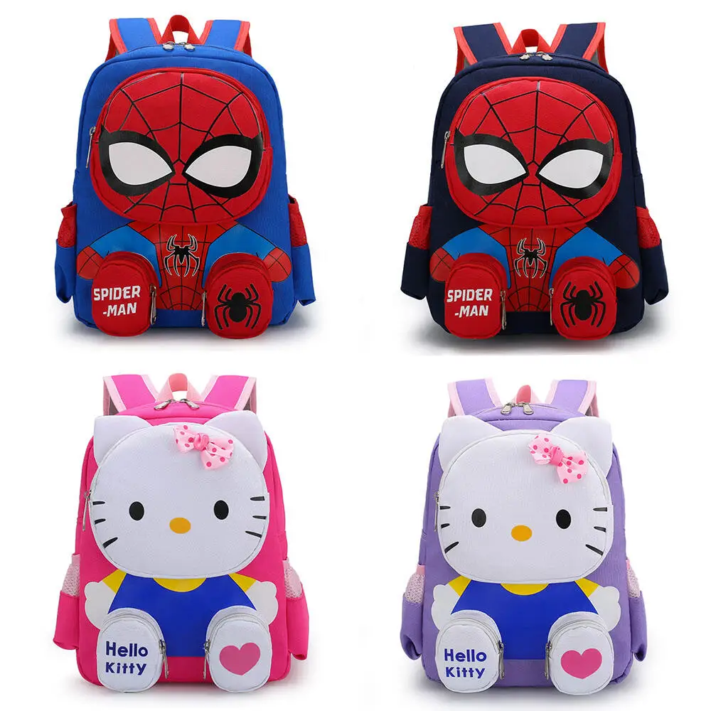 Boys Spiderman Backpacks Girls Hello Kitty Student School Bag Kids Cartoon Kindergarten Backpack Children\'s Travel Bag Gifts