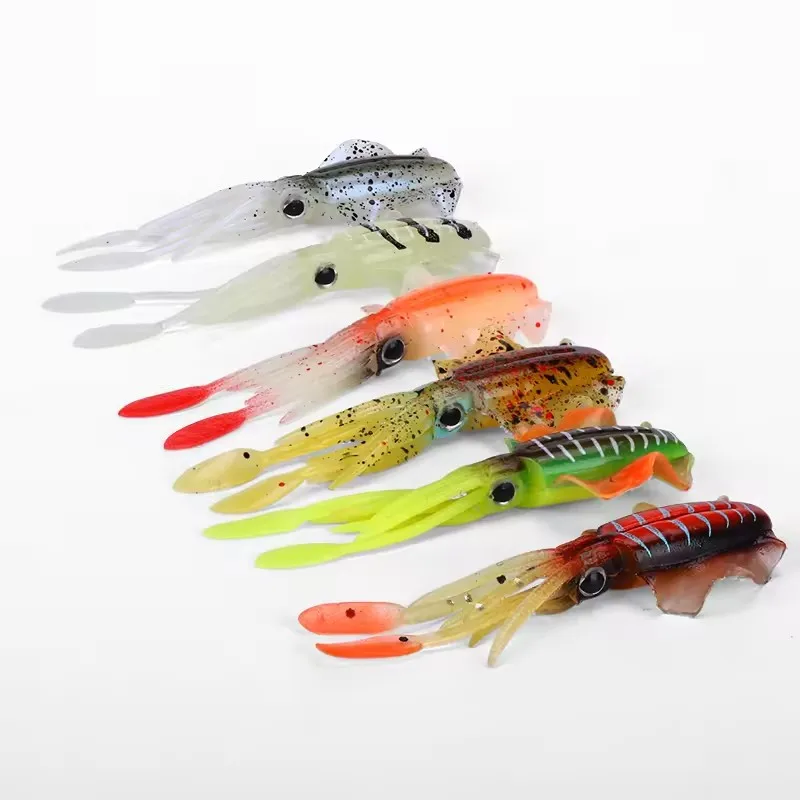 WEIHE (5 uds) 7cm/2g 10,5 cm/7g señuelo de pesca suave cebo de pesca de calamar pulpo realista TPE swimbait para agua salada