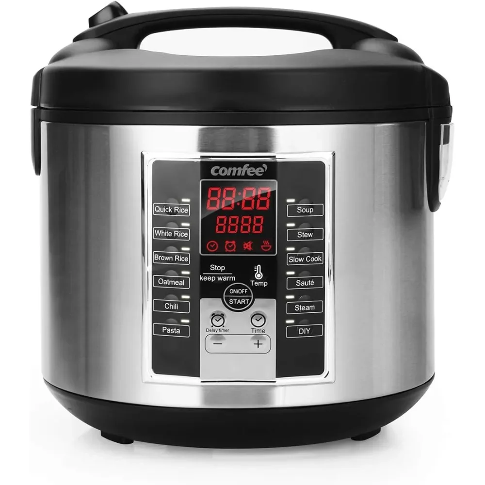 

Rice Cooker 10 cup uncooked, Food Steamer, Stewpot, 12 Cooking Programs, Multi Cooker Large Capacity 5.2Qt, 24 Hours Preset