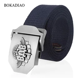 BOKADIAO Men&Women Canvas Belt 3D Russian Airborne Troops VDV Metal Buckle Jeans Belt Army Tactical Belts For Men Military Strap